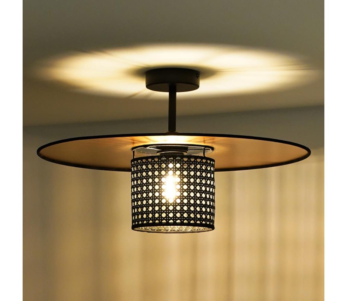 Duolla - Żyrandol natynkowy TOKYO RATTAN 1xE27/15W/230V śr. 50 cm złoty/czarny