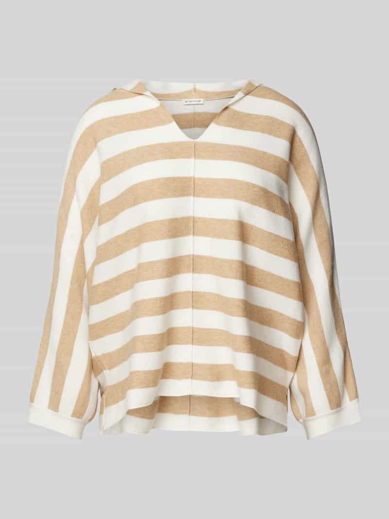 Sweter z rękawem o dł. 3/4 i wzorem w paski