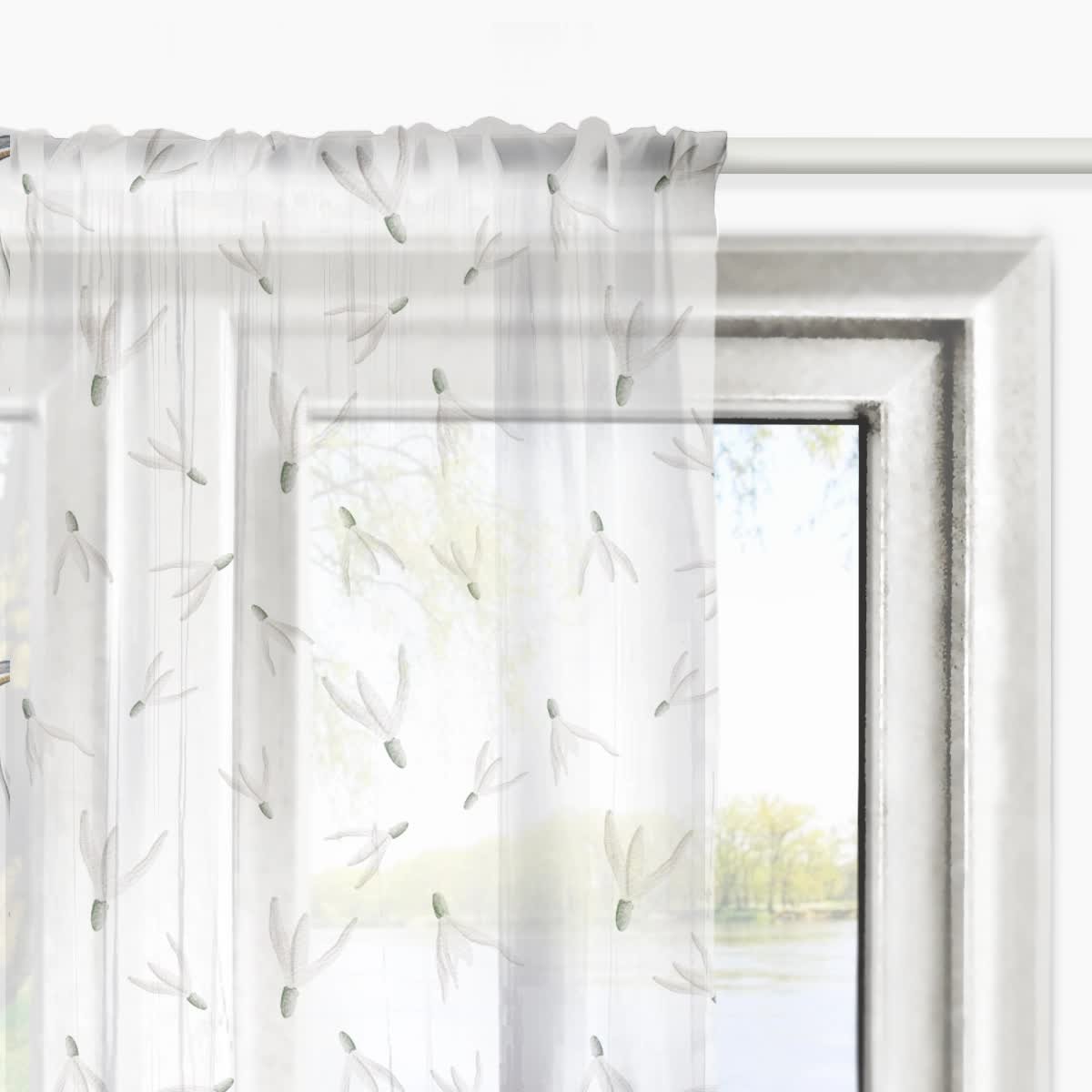 Firana SPRING wzór SP19 | przebiśniegi 140 x 160 cm