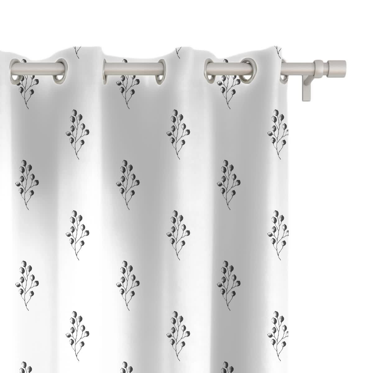 Zasłona SUMMER wzór SM42 | szkicowane listki 150 x 230 cm tkanina zaciemniająca