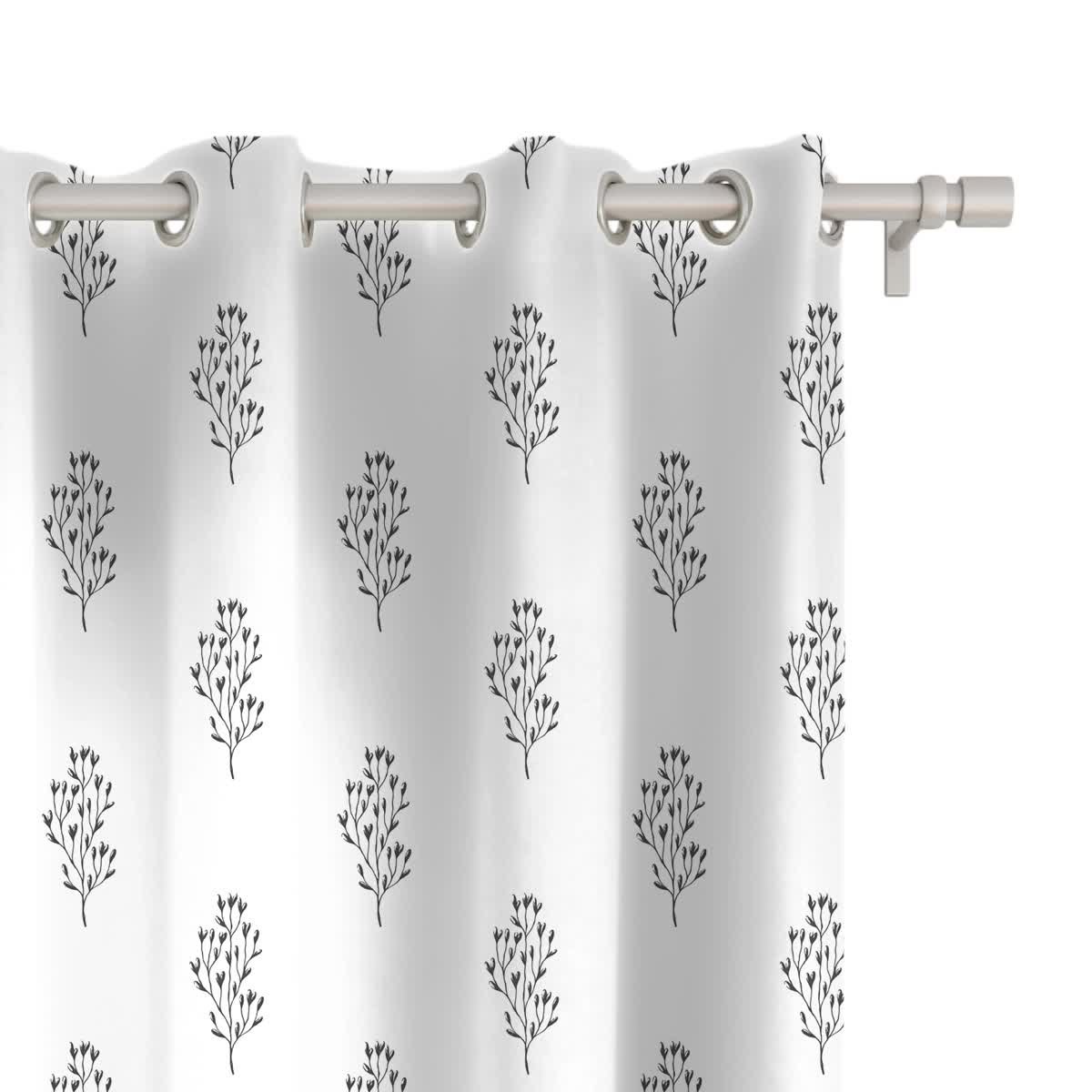 Zasłona SUMMER wzór SM41 | szkicowane gałązki 150 x 160 cm tkanina zaciemniająca