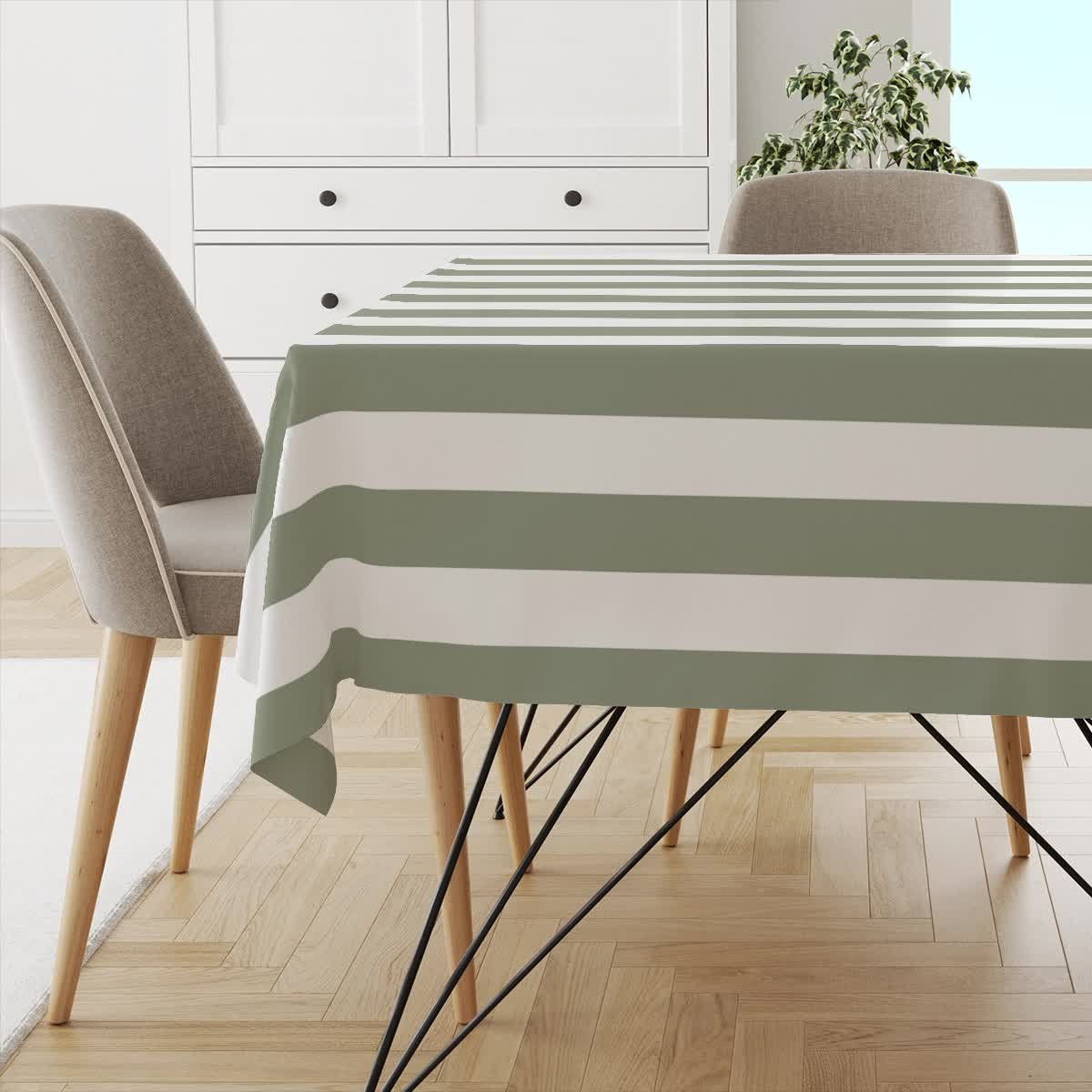 Obrus SUMMER wzór SM19 | pasy szarozielone 150 x 150 cm