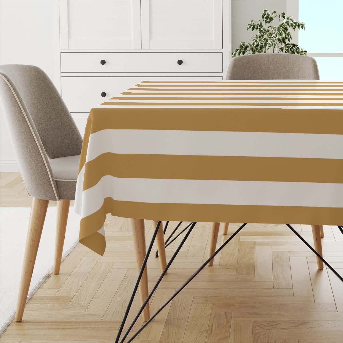 Obrus SUMMER wzór SM22 | pasy musztardowe 150 x 320 cm