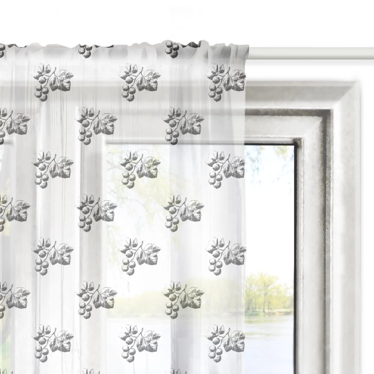 Firana SUMMER wzór SM38 | czarna porzeczka 140 x 260 cm