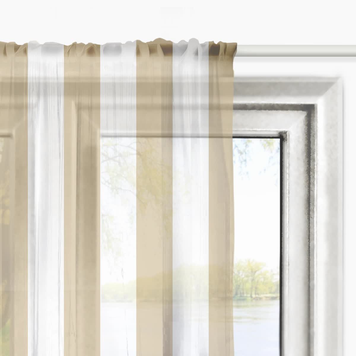 Firana SUMMER wzór SM20 | pasy beżowe 140 x 200 cm