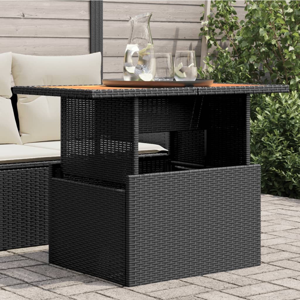 vidaXL Stół ogrodowy, czarny, 100x55x73 cm, polirattan i akacja