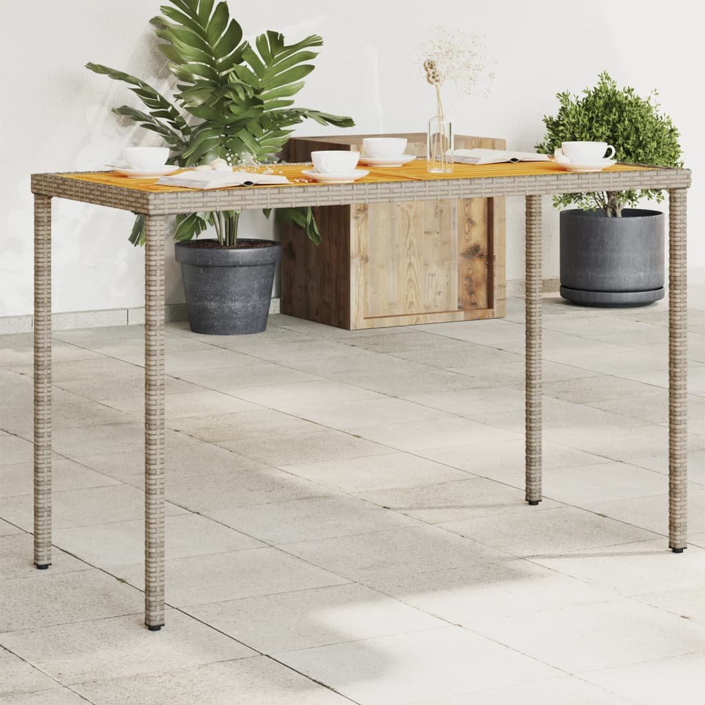 vidaXL Stół ogrodowy z akacjowym blatem, szary, 115x54x74 cm