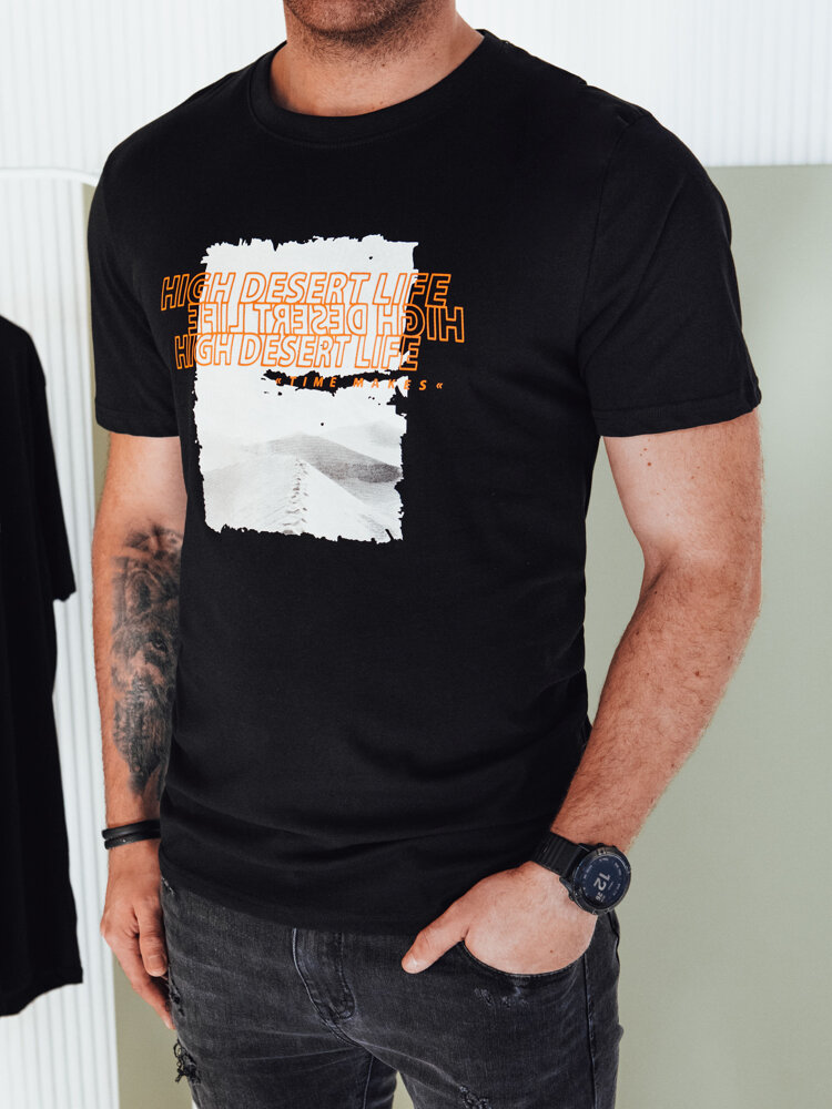 Koszulka męska z nadrukiem czarna Dstreet RX5489