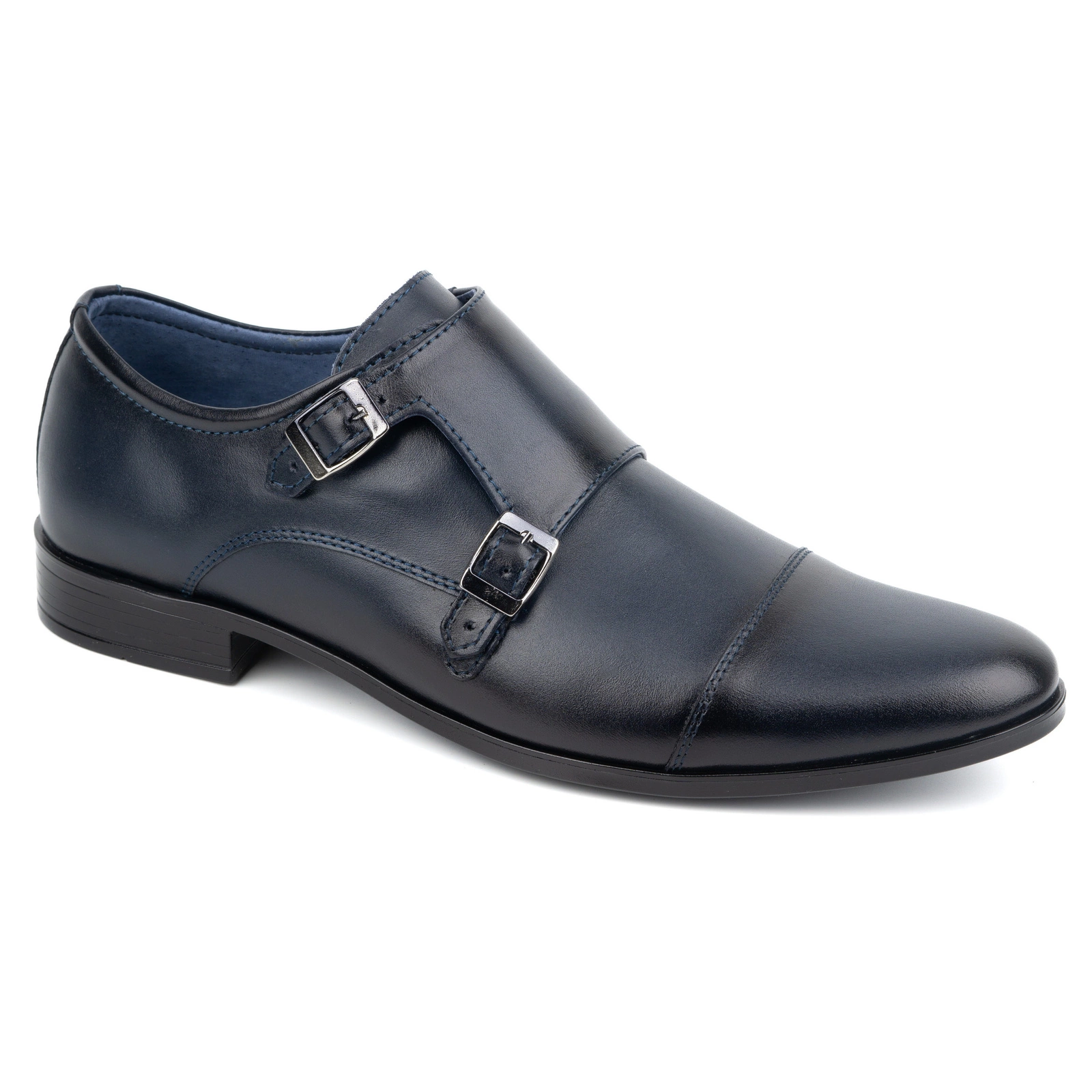 Skórzane buty wizytowe Monki 306LU granatowe - Buty Olivier
