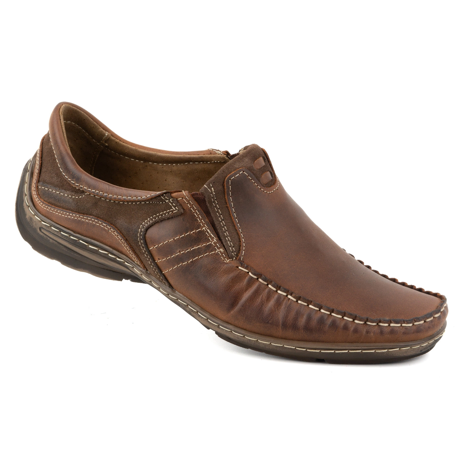Buty męskie mokasyny skórzane 627K brązowe - KOMODO