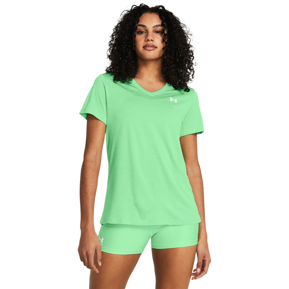 Damska koszulka treningowa Under Armour Tech SSV- Twist - zielona - UNDER ARMOUR