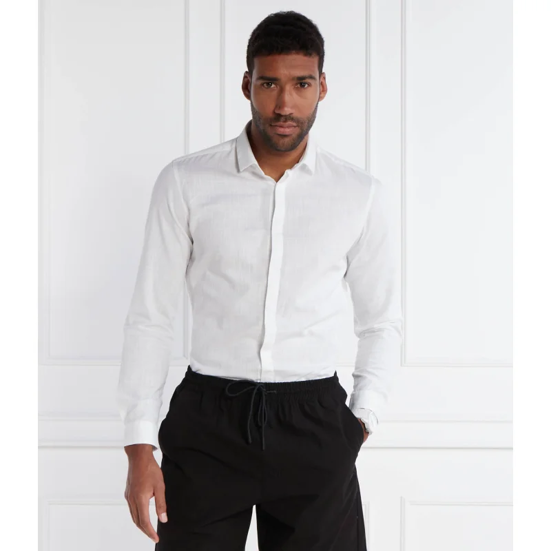 HUGO Koszula Ketran | Slim Fit | z dodatkiem lnu