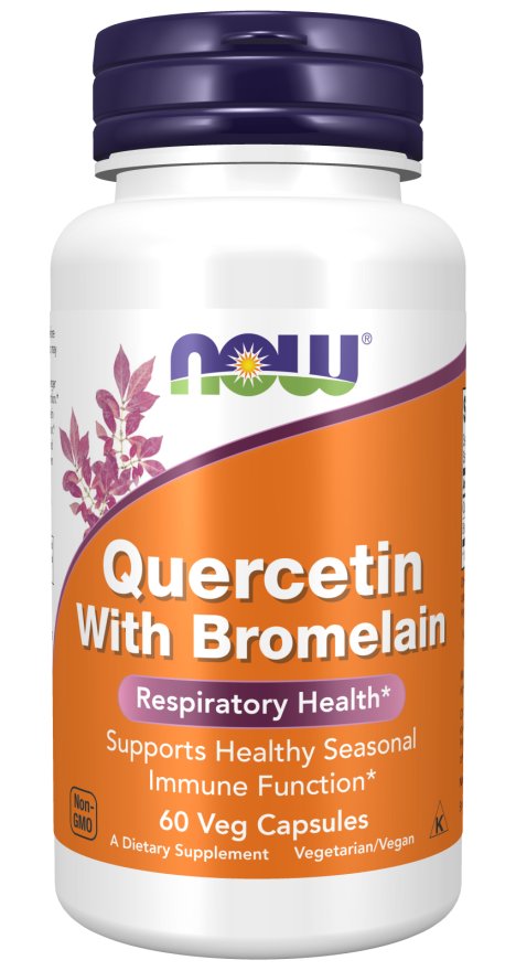Now Foods, Quercetin with Bromelain - Kwercetyna + Bromelaina, Suplement diety, 60 kaps.