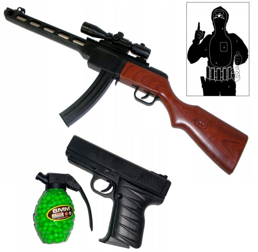 PEPESZA PISTOLET + PISTOLET, KULKI, TARCZA