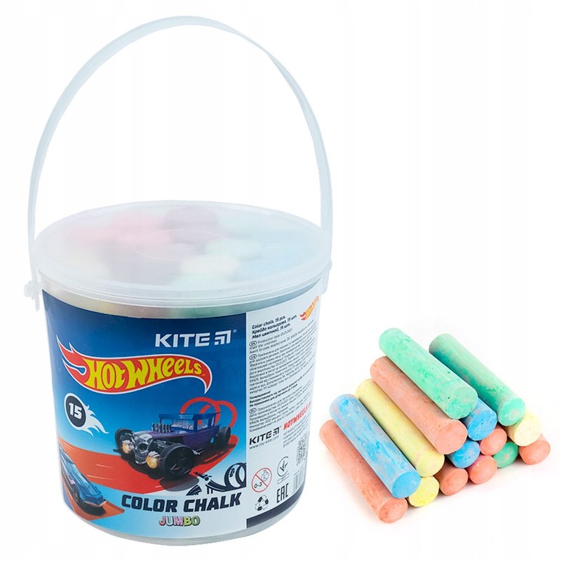 Kreda dla dzieci chodnikowa kolorowa do tablicy szkolna 15 sztuk do szkoły dla zabawy różne koloryKite Hot Wheels