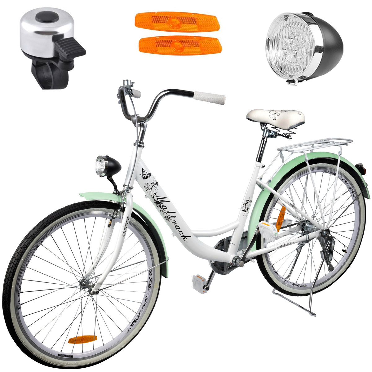 Rower Miejski MalTrack Citibike Urban Classic WHITE MINT 26