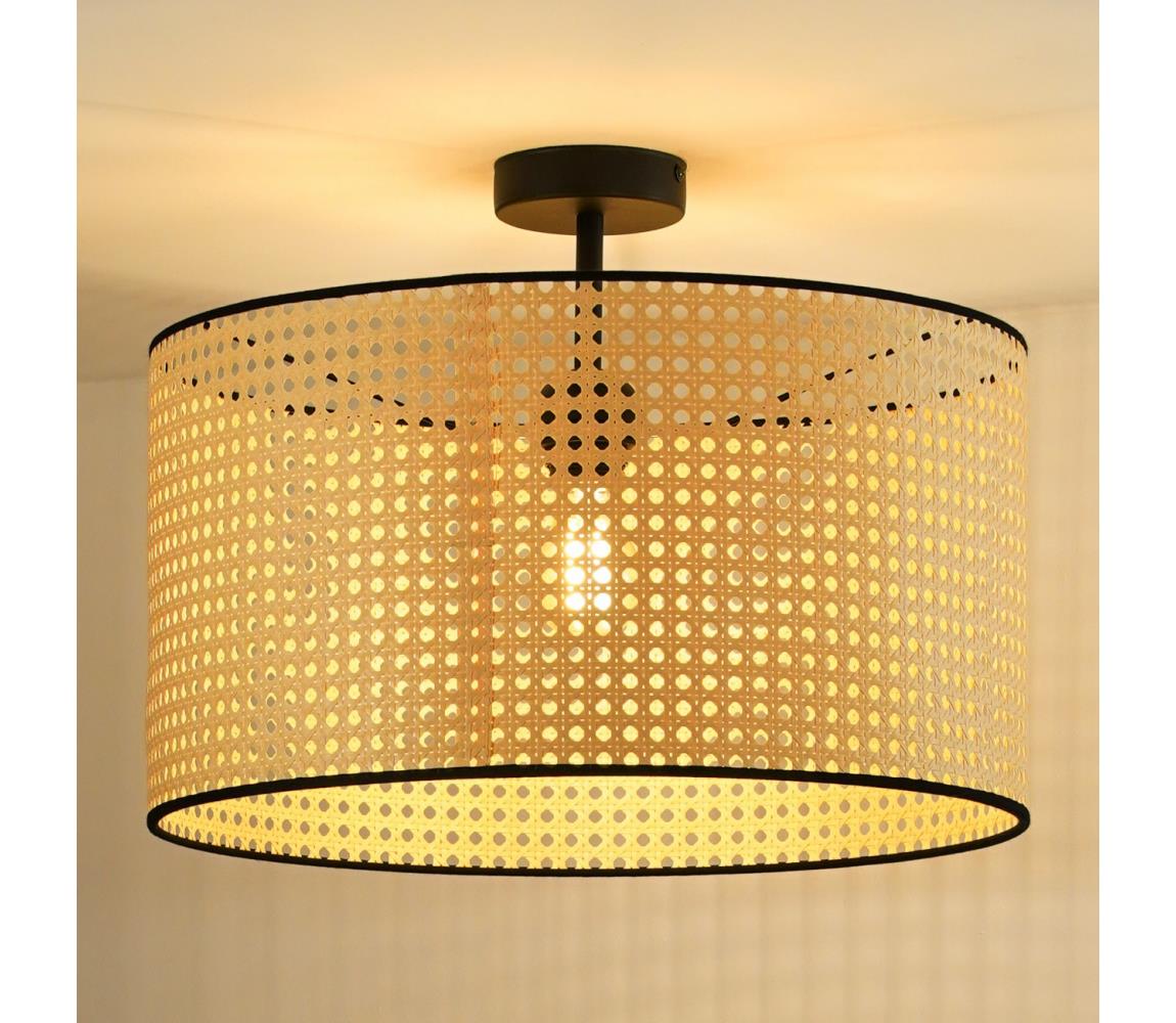 Duolla - Żyrandol natynkowy ROLLER RATTAN 1xE27/15W/230V śr. 45 cm beżowy/czarny