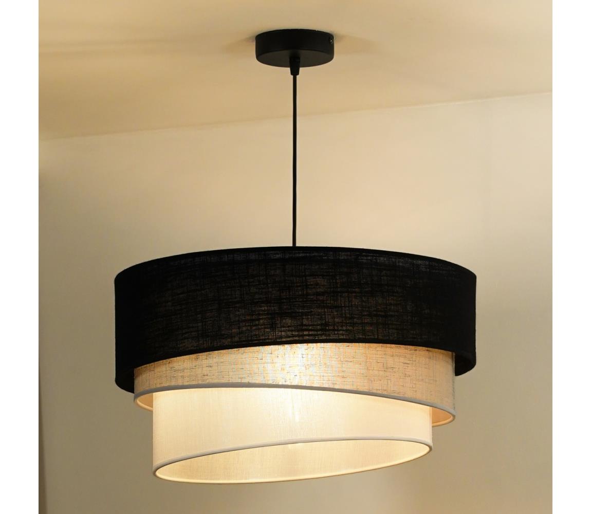 Duolla - Żyrandol na lince TRIO 1xE27/15W/230V śr. 45 cm czarny/szary/biały
