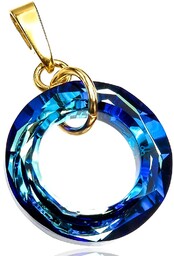 Kryształy Piękny Wisiorek Bermuda Ring Złote Srebro