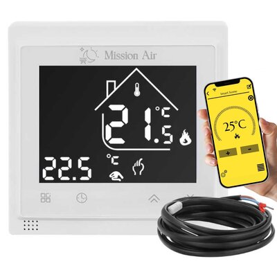 Regulator Temperatury Wifi Programowalny Mission Air Libra White + Czujnik Temperatury Ntc Termostat Smart Home