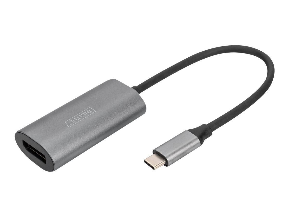DIGITUS USB-C - DP Adapter 20cm 8K/30Hz silver aluminum housing