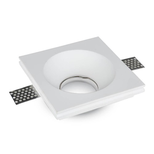 Oprawa Oczko V-TAC GIPS GU10 Wpuszczana Głęboka Stała Kwadrat Biały 120x120 VT-714