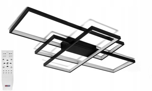 Lampa Sufitowa Dekoracyjna Led Zmienna Barwa Światła Kolor Czarny 80W DL-Z01 + Pilot