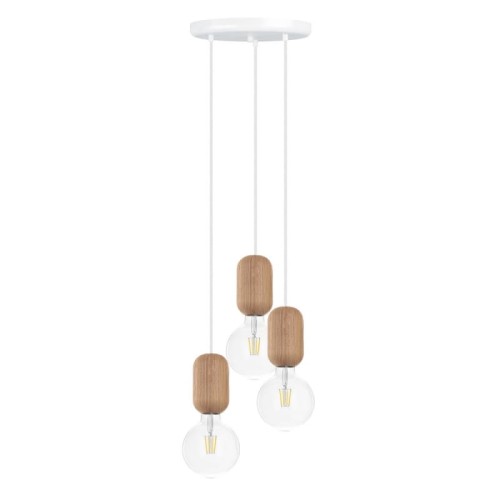 Drewniana lampa sufitowa Loft Barille 3P E27 lampa wisząca kaskadowo KOLOROWE KABLE