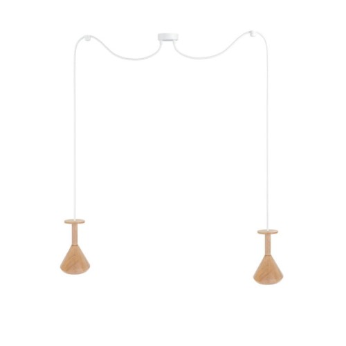 Drewniana lampa sufitowa Loft Cono 2 GU10 lampa wisząca typu pająk KOLOROWE KABLE