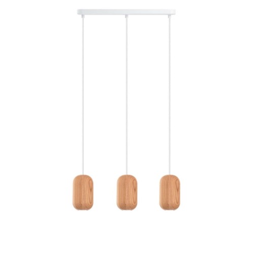 Drewniana lampa sufitowa Loft Barille 3L GU10 lampa wisząca na listwie KOLOROWE KABLE