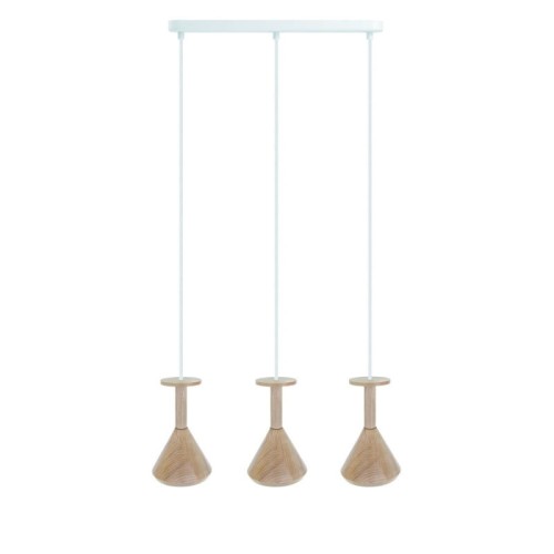 Drewniana lampa sufitowa Loft Cono 3L GU10 lampa wisząca na listwie KOLOROWE KABLE