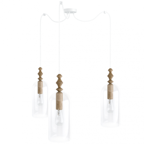 Loft Hulub 3 biała lampa wisząca KOLOROWE KABLE