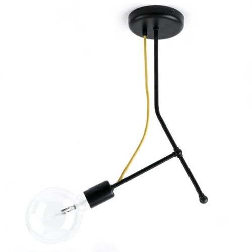 Czarna lampa sufitowa Loft Tubo 3 lampa z metalowych rurek KOLOROWE KABLE