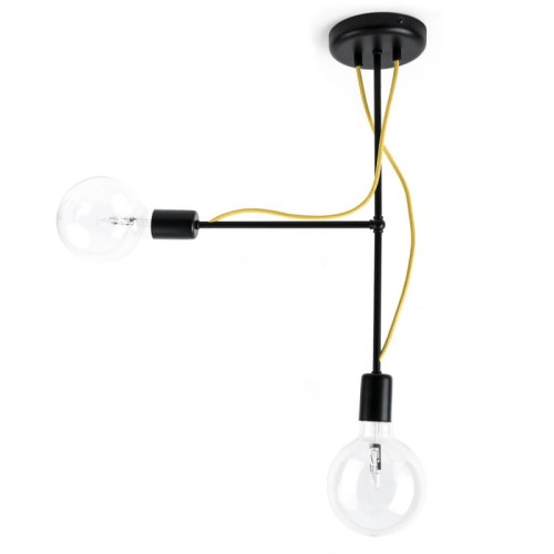 Czarna lampa sufitowa Loft Tubo 5 lampa z metalowych rurek KOLOROWE KABLE