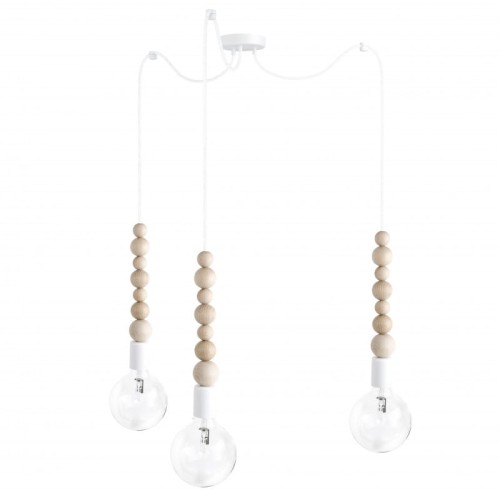 Lampa pająk Loft Sfarer 3 biała lampa wisząca KOLOROWE KABLE