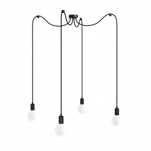 Czarna lampa pająk Loft multi metal line X4 lampa wisząca KOLOROWE KABLE