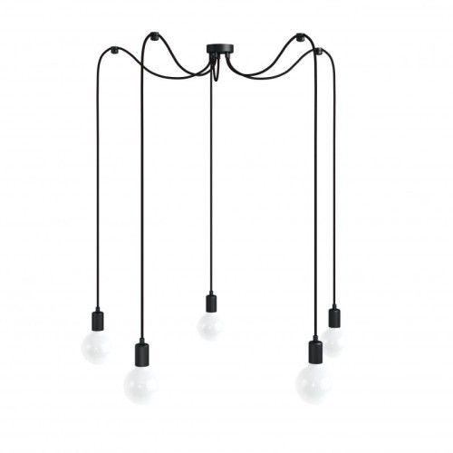 Czarna lampa pająk Loft multi metal line X5 lampa wisząca KOLOROWE KABLE