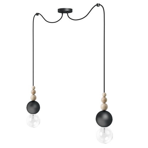 Loft Bala 2 czarna strukturalna lampa wisząca KOLOROWE KABLE