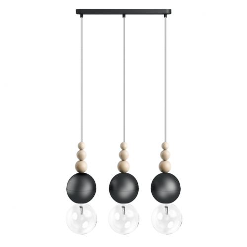 Loft Bala 3L czarna strukturalna lampa wisząca KOLOROWE KABLE
