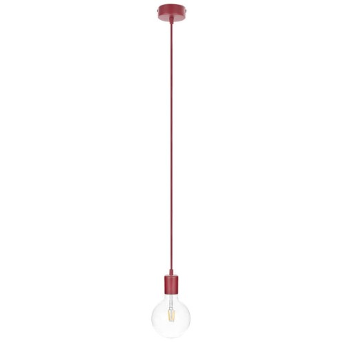 Burgundowa lampa wisząca loft metal line pojedynczy zwis na kablu KOLOROWE KABLE