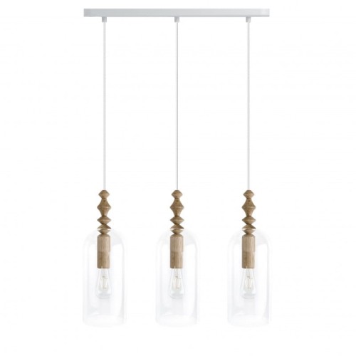 Loft Hulub 3L lampa wisząca z białą listwą sufitową KOLOROWE KABLE