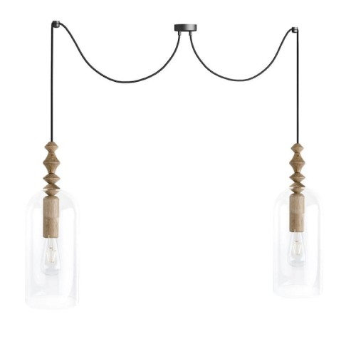 Loft Hulub 2 czarna lampa wisząca KOLOROWE KABLE