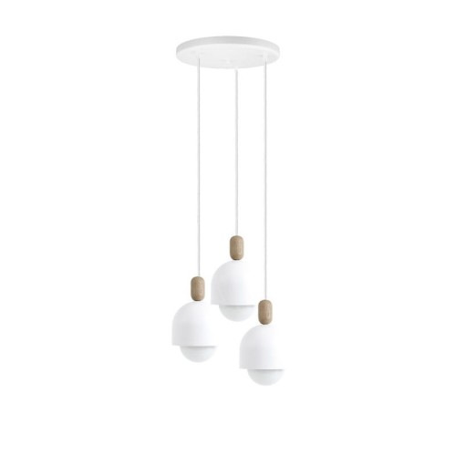 Lampa sufitowa Loft Ovoi 3P biała lampa wisząca kaskadowo KOLOROWE KABLE