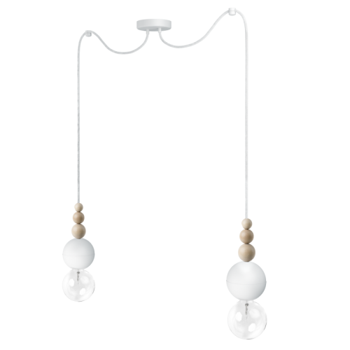 Loft Bala 2 biała strukturalna lampa wisząca KOLOROWE KABLE