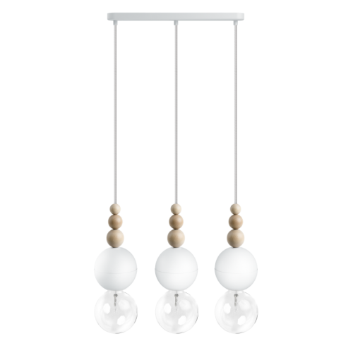 Loft Bala 3L biała strukturalna lampa wisząca KOLOROWE KABLE