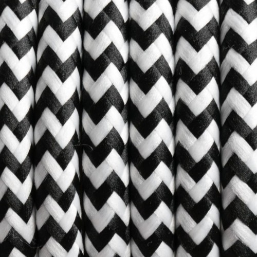 Czarno biały kabel w oplocie poliestrowym 29 zebra pręgowana dwużyłowy 2x0.75 Kolorowe Kable