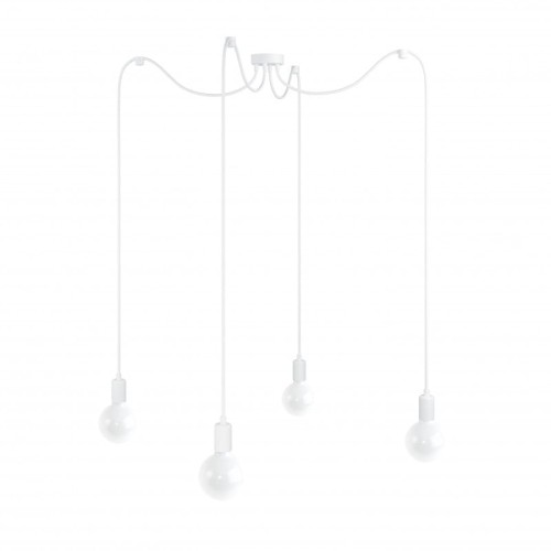 Biała lampa pająk Loft multi metal line X4 lampa wisząca KOLOROWE KABLE