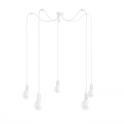 Biała lampa pająk Loft multi metal line X5 lampa wisząca KOLOROWE KABLE