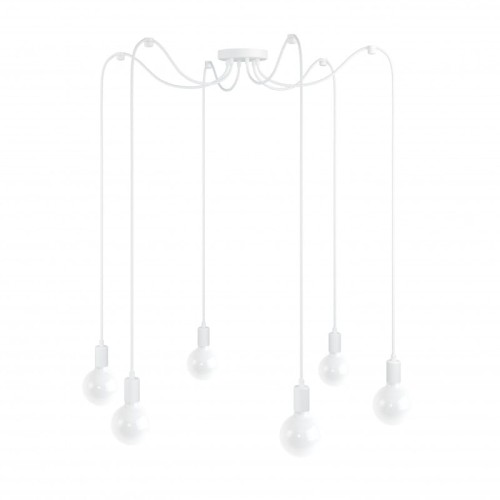 Biała lampa pająk Loft multi metal line X6 lampa wisząca KOLOROWE KABLE