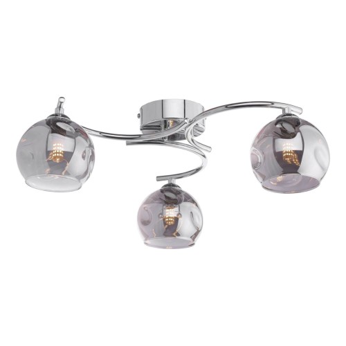 Lampa sufitowa Nakita 3 Light Semi Flush Polished Chrome Smoked Dimpled Glass